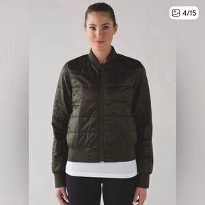 Lululemon Non Stop Bomber Reversible Full Zipper Jacket Dark Olive Green Size 6
